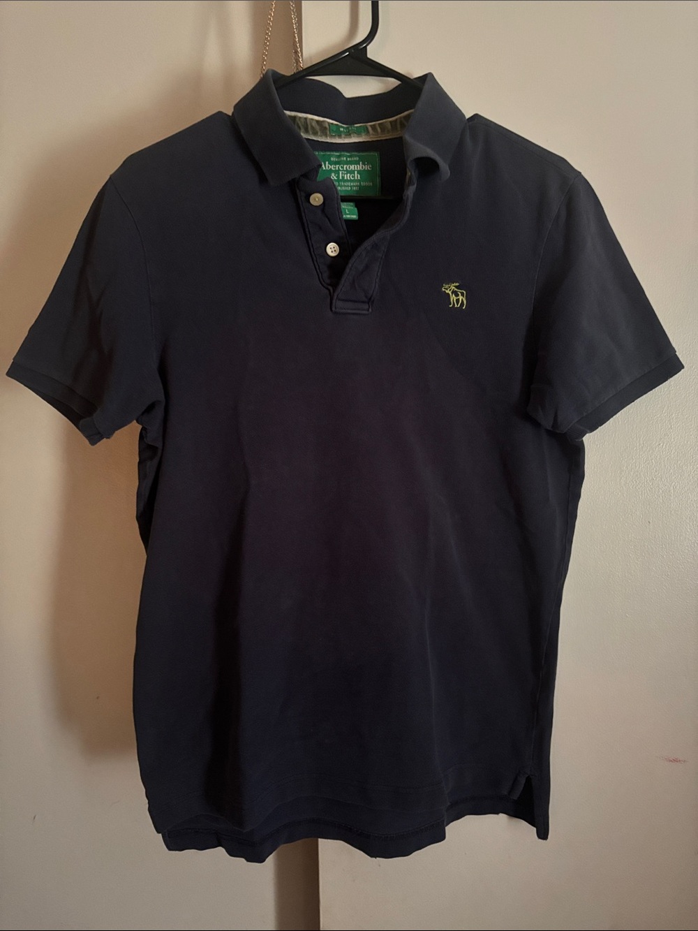 Abercrombie & Fitch Navy Polo with Lime Logo